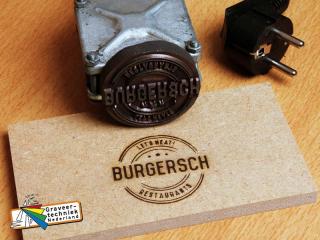 Graveren brandstempel rond 50mm bv voor een restaurant